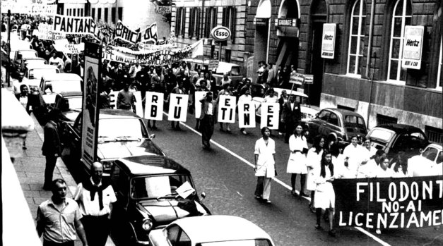 1973, manifestazione a Roma contro i licenziamenti e la chiusura delle fabbriche